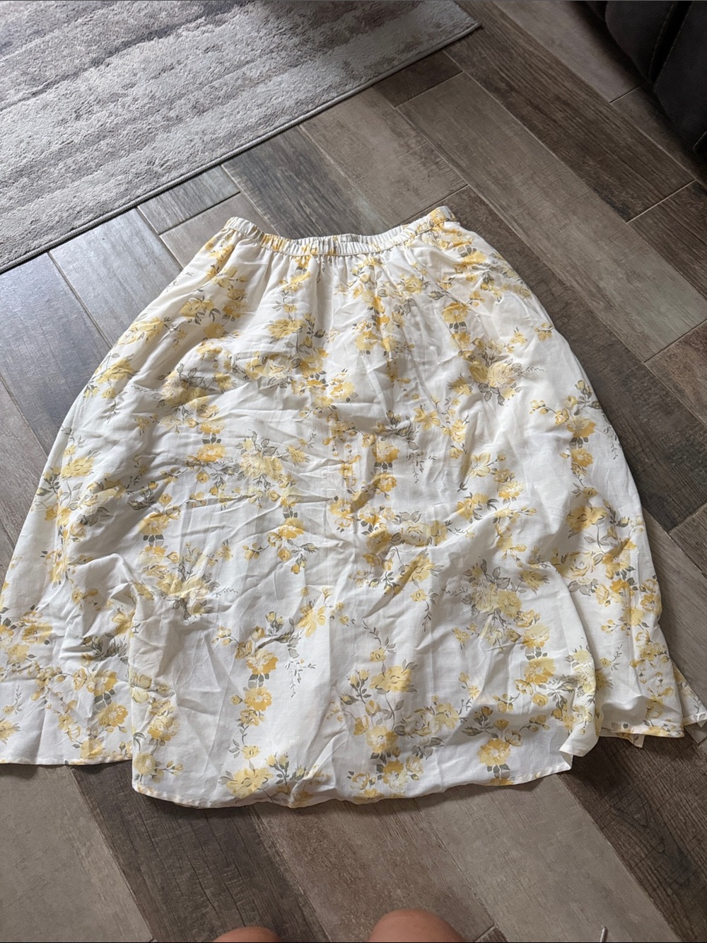 a new day White and Yellow Floral midi Skirt